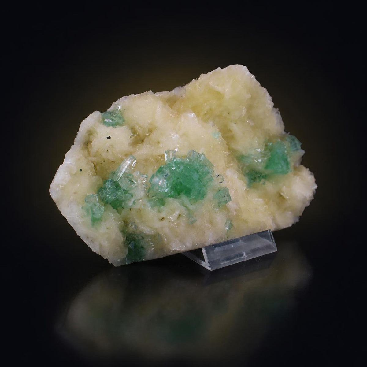 Natural Green Apophyllite with Stilbite Crystal Matrix Mineral Specimen from India 410 gm 15 × 9 × 2 cm