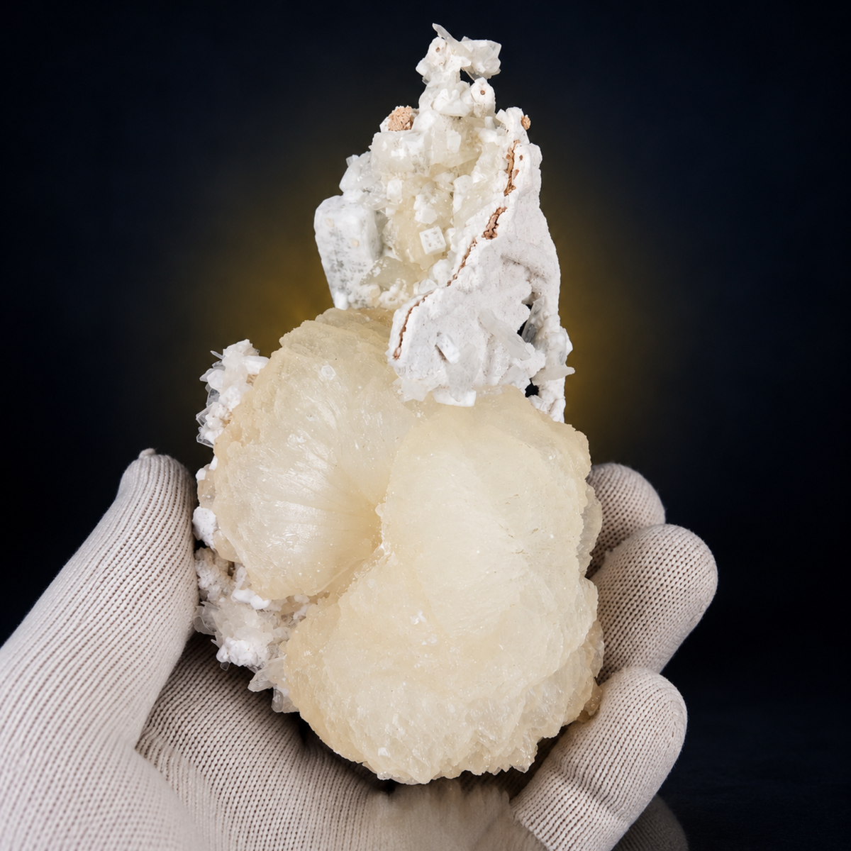 Natural Stilbite with Heulandite Crystal Cluster – 270 g