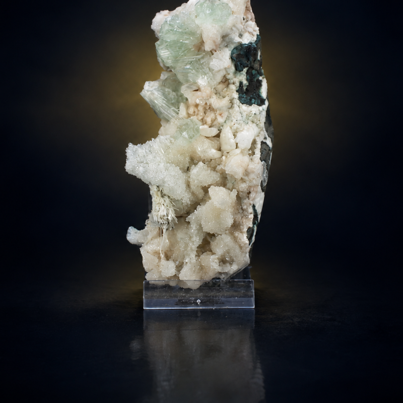 Green Apophyllite Tabular Crystal Group with Heulandite and Stilbite on Matrix | 220 g | 19 × 6 × 3 cm