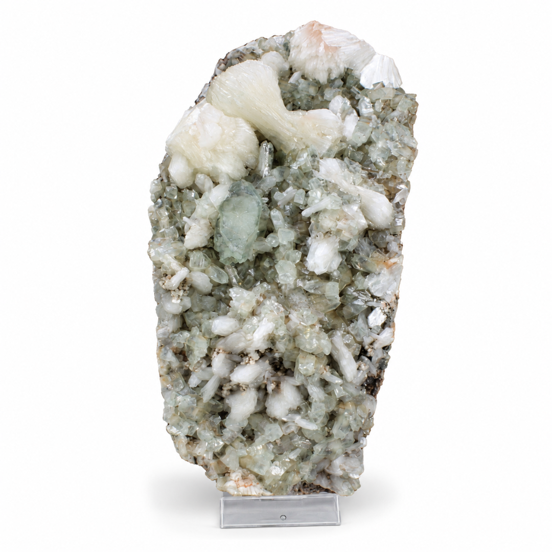 Natural Green Apophyllite with Heulandite Matrix Scolecite