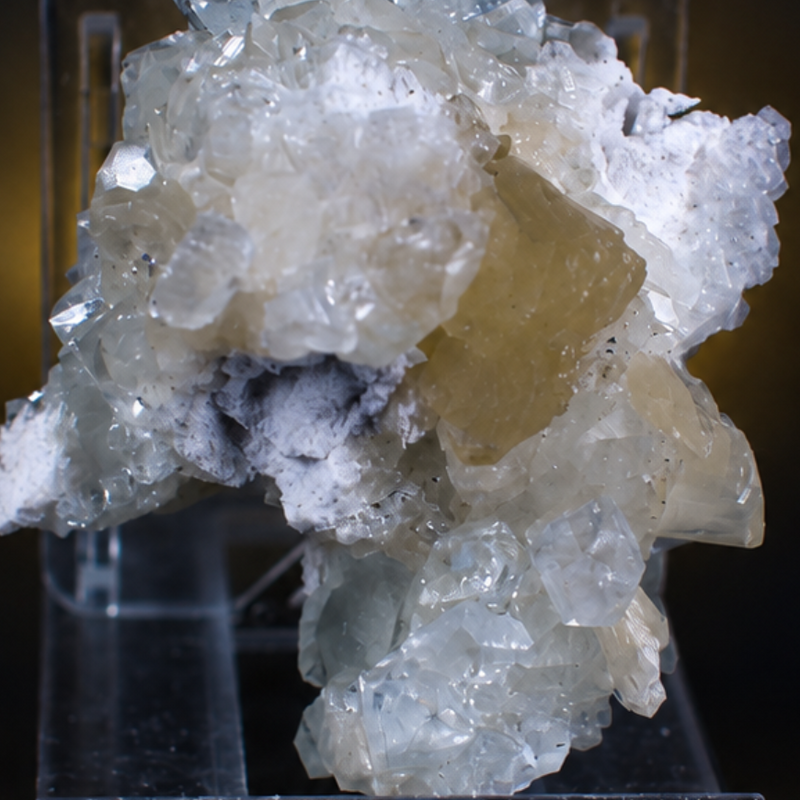 Colourless Apophyllite Crystal Aggregate with Cream Stilbite Sheaves | 40 g