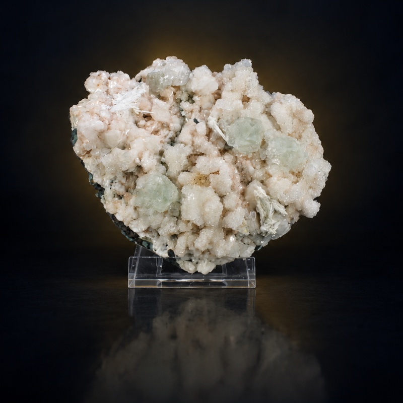 Green Apophyllite Tabular Crystal Group with Stilbite and Heulandite | 560 g | 14 × 11 × 6 cm