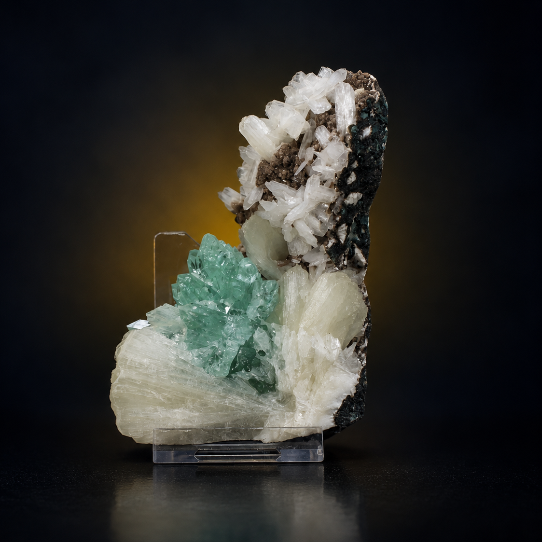 Apophyllite and Stilbite specimen — India, 130 g.
