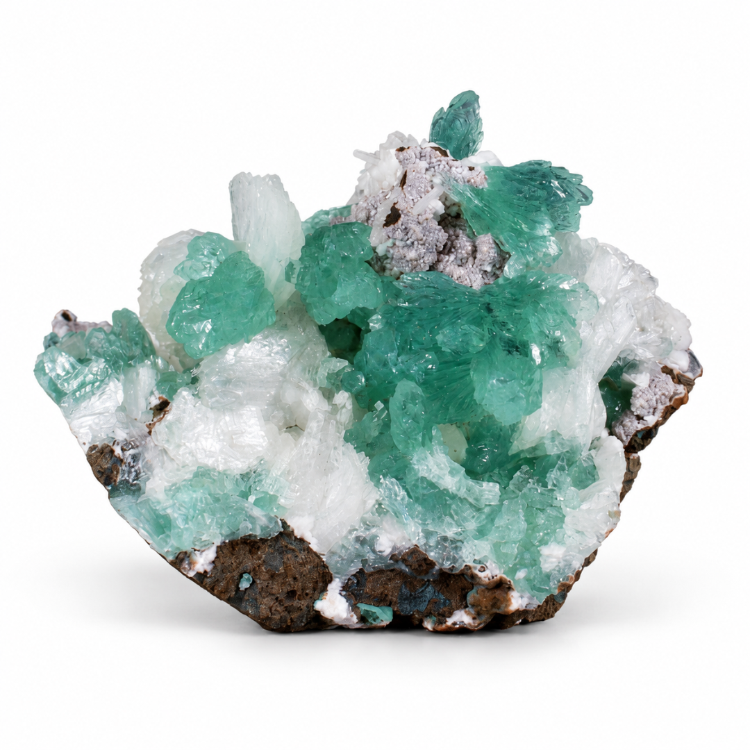 Green Apophyllite on Matrix · 200 g · 10 × 7 × 5 cm · India