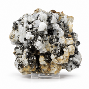 Natural Fluorescent Transparent Apatite Crystal with Pyrite Black Inclusions