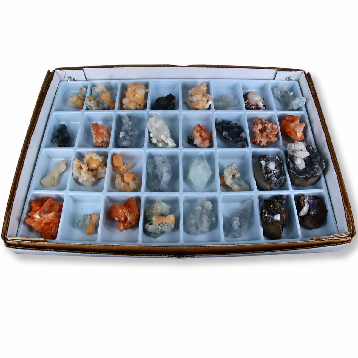 Mixed Apophyllite Stilbite Heulandite Calcite & amp Quartz Crystal Lot – 32 Pieces