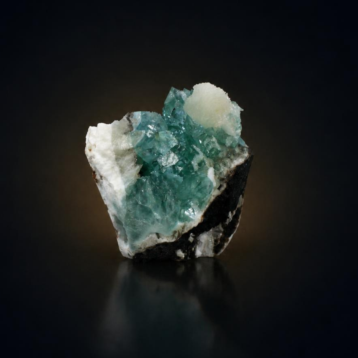 Green Apophyllite with Stilbite on Zeolite Matrix – Natural Mineral Specimen
