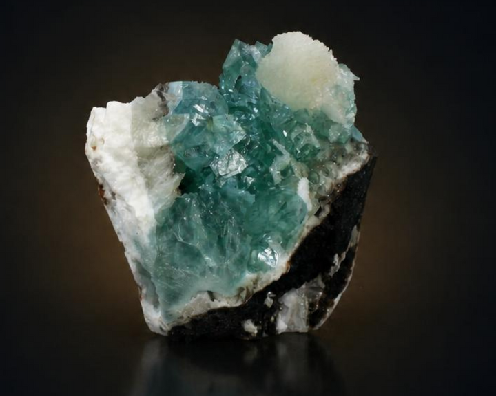 Green Apophyllite Tabular Crystal Group with Stilbite on Zeolite Matrix | 120 g | 6 × 5 × 3 cm
