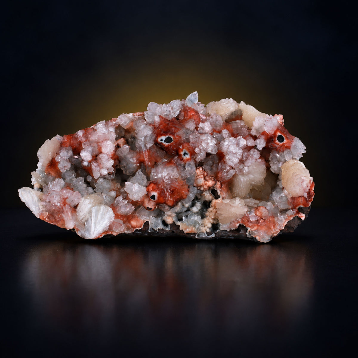Apophyllite with Stilbite on Dark Rocky Matrix · 510 g · 16 × 9 × 5 cm