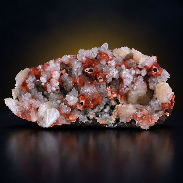 Apophyllite with Stilbite on Dark Rocky Matrix | 510 g | 16 × 9 × 5 cm