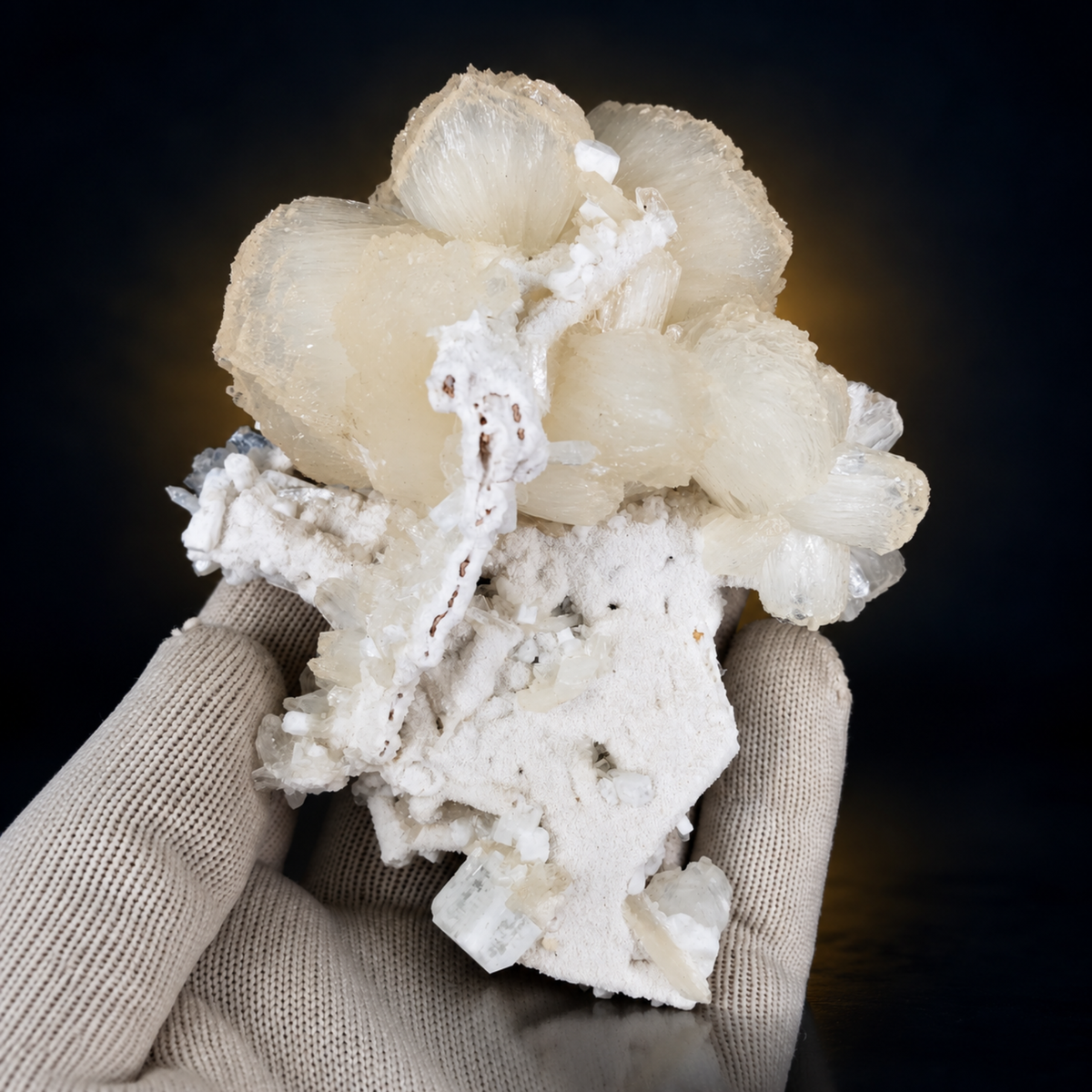 Natural Stilbite with Heulandite Crystal Cluster – 340 g