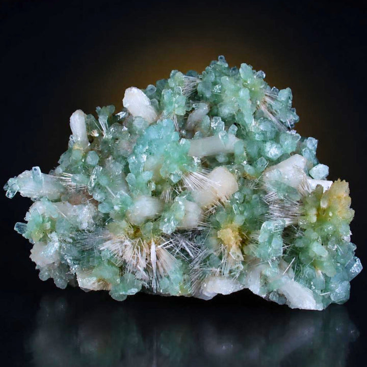 Green Apophyllite Crystal Group on White Stilbite Matrix — Pune | 1050 g | 20 × 15 × 6 cm
