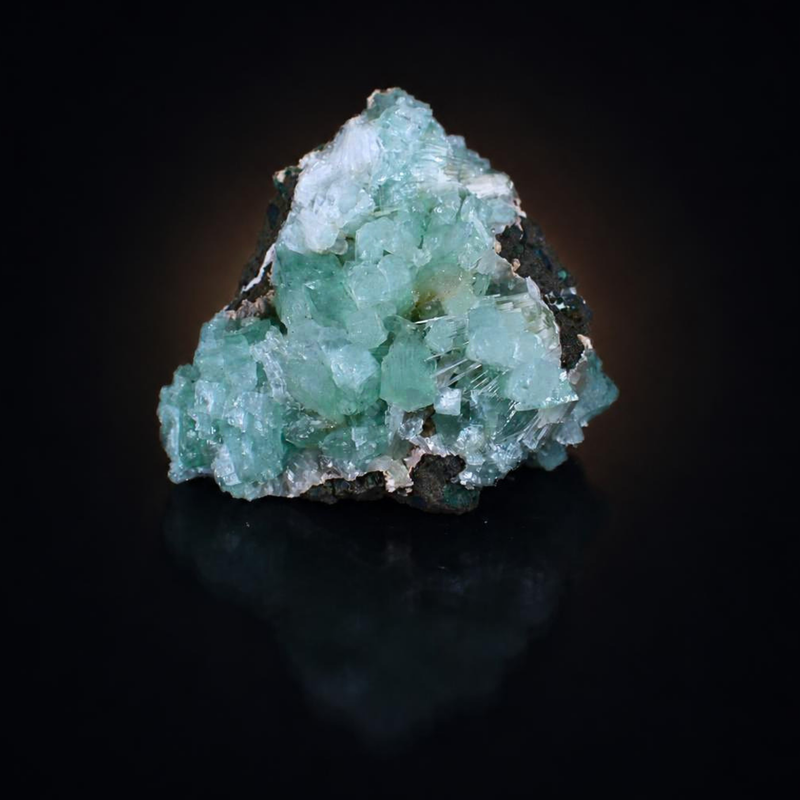 Green Apophyllite Crystal Cluster with White Scolecite India 150 g