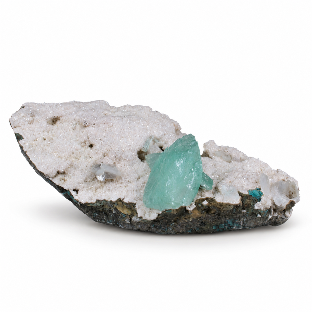 Green Apophyllite on Mordenite Matrix · 150 g · 11 × 5 × 5 cm · India