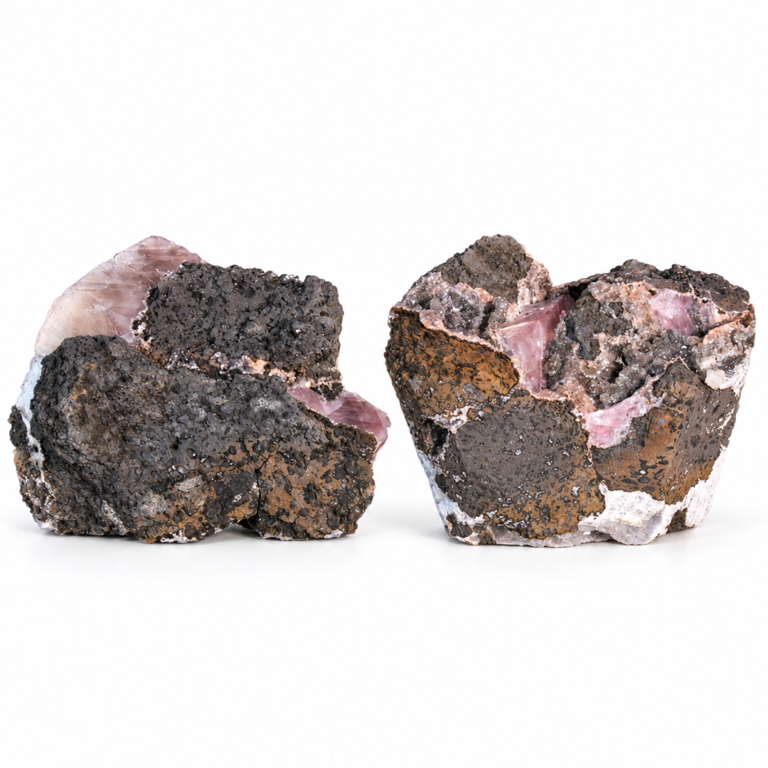 Natural Calcite Geode – 2 Piece Mineral Specimen Lot from India