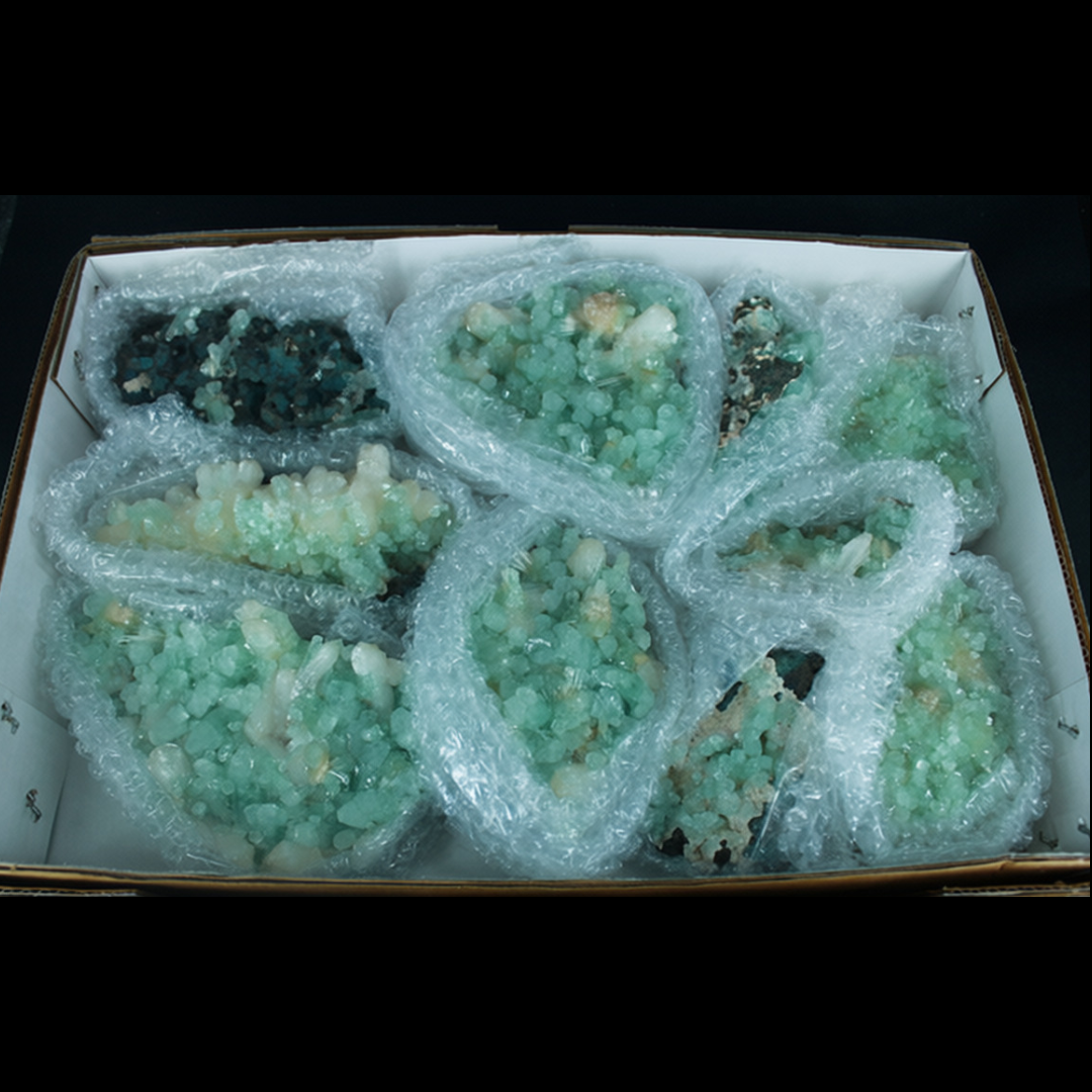 Natural Green Apophyllite, Stilbite with Heulandite Crystal Lot – 10 Pieces from India