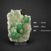 Green Apophyllite Crystals with White Stilbite on Contrasting Rock Matrix | 390 g | 13 × 10 × 3 cm
