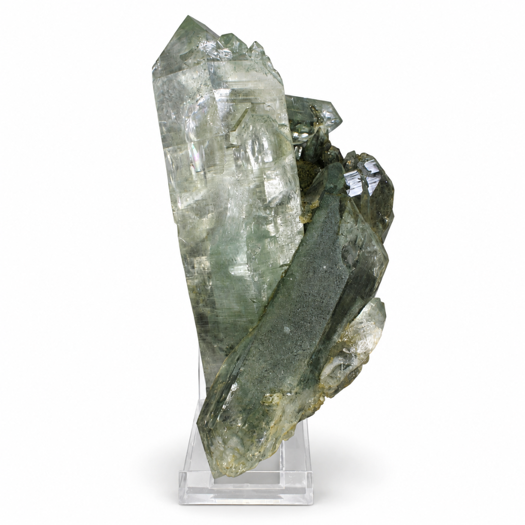 Green Chloritized Quartz Crystals · 1850 g · 22 × 10 × 10 cm · India