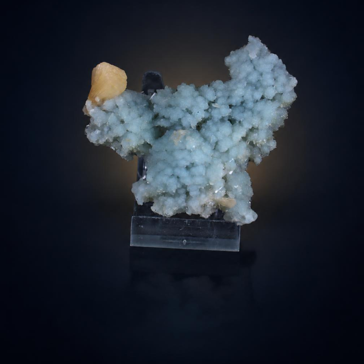 Stilbite Botryoidal Aggregate on Blue Chalcedony Matrix Specimen — India