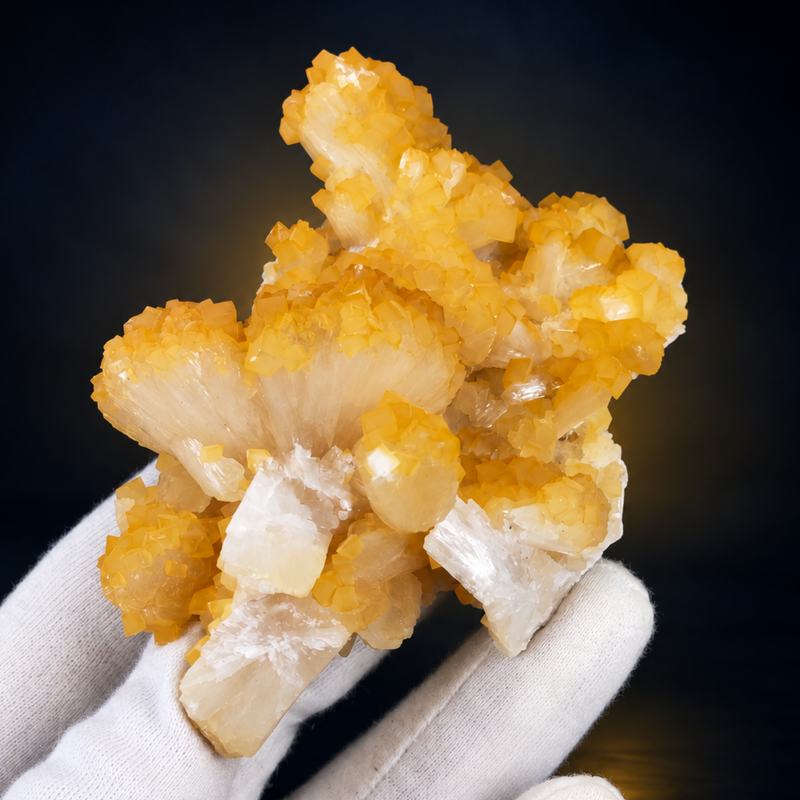 Yellow Heulandite Radiating Crystal Group | 180 g | 11 × 7 × 4 cm