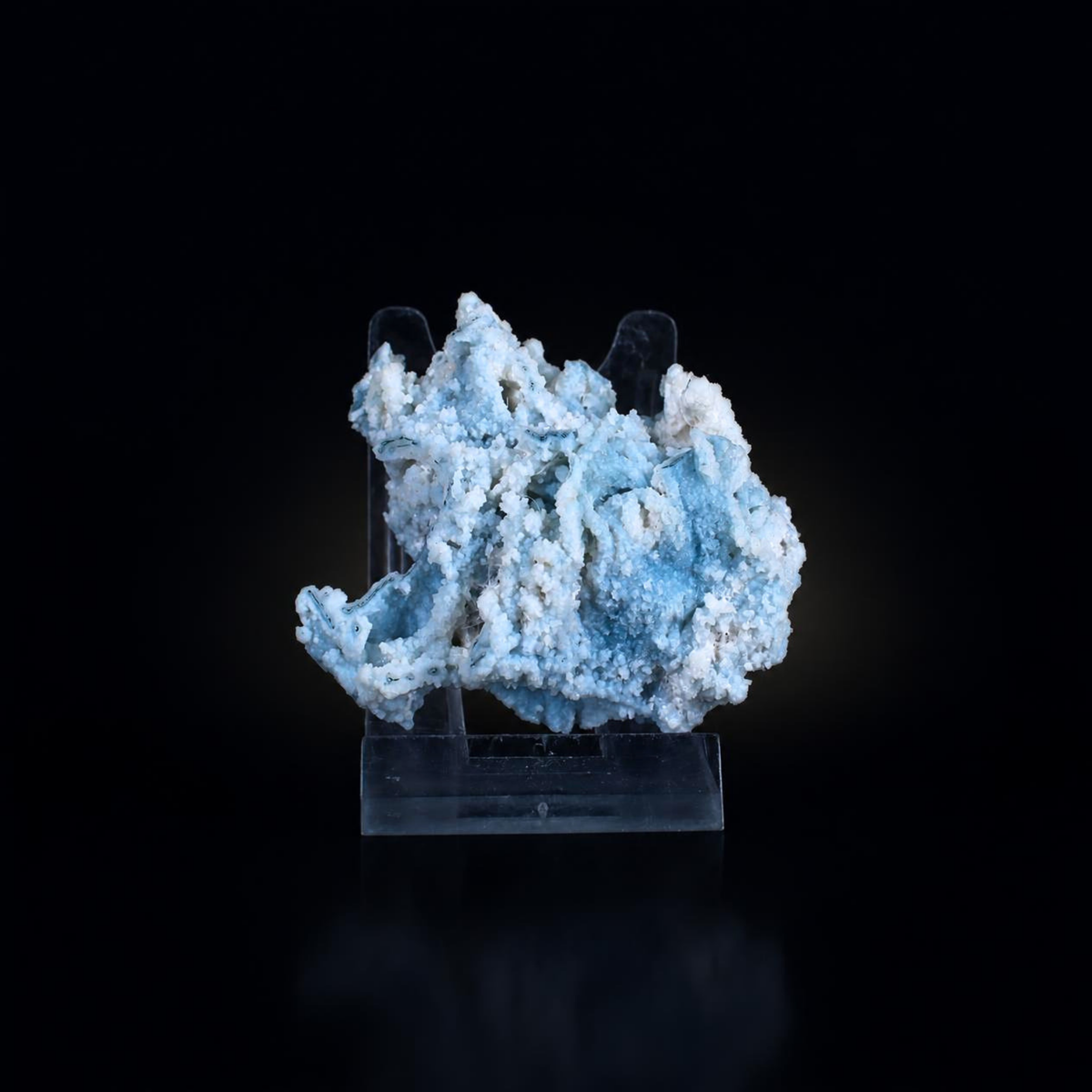 Blue Chalcedony & White Mordenite Crystal 6 × 7 × 4 cm