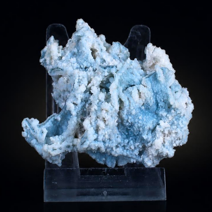 Blue Chalcedony Botryoidal Aggregate and White Mordenite — Pune, India | 40 g | 6 × 7 × 4 cm
