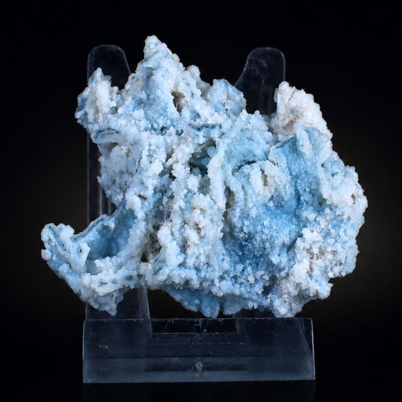 Blue Chalcedony Botryoidal Aggregate and White Mordenite — Pune, India | 40 g | 6 × 7 × 4 cm