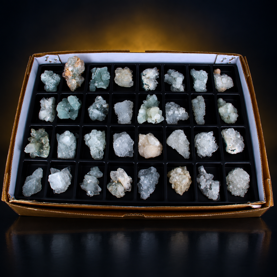 Natural Mixed Stilbite, Apophyllite, Heulandite &amp; Chalcedony Crystal Specimen Lot – 1730g