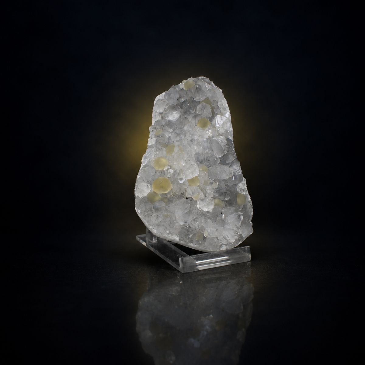 Botryoidal Yellow Fluorite on Quartz Crystal Specimen | 11×7×3 cm | 260g