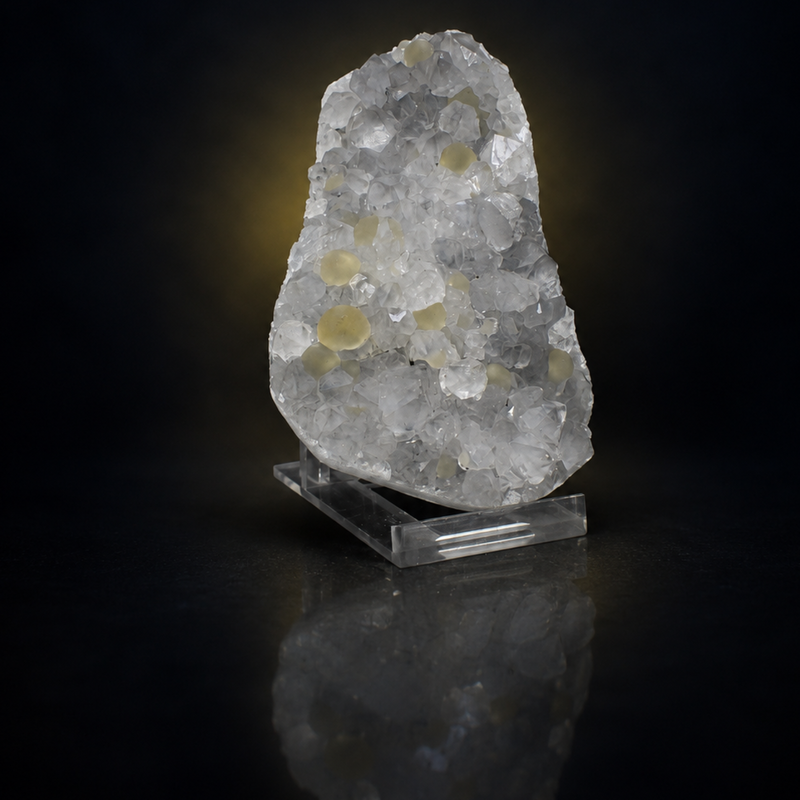 Botryoidal Yellow Fluorite on Quartz Crystal Specimen | 11×7×3 cm | 260g