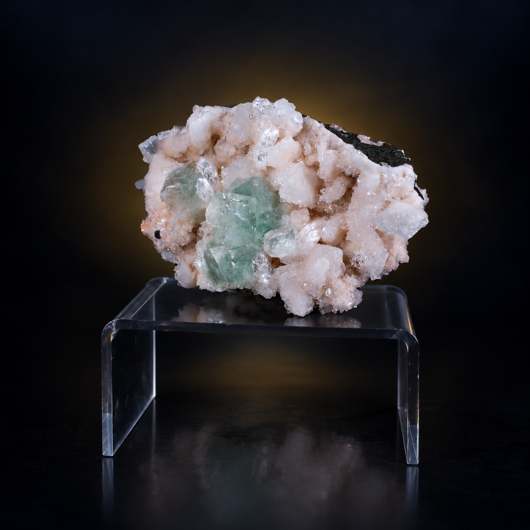 Natural Green Apophyllite with Stilbite Crystal Specimen – 160g