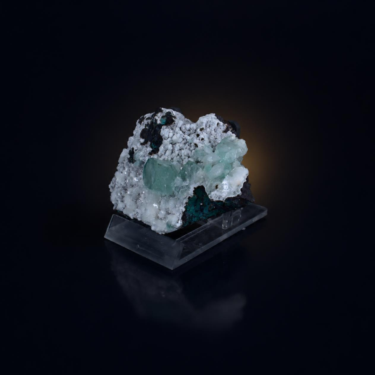 Green Apophyllite Crystal Cluster on White Stilbite Matrix | Natural Mineral