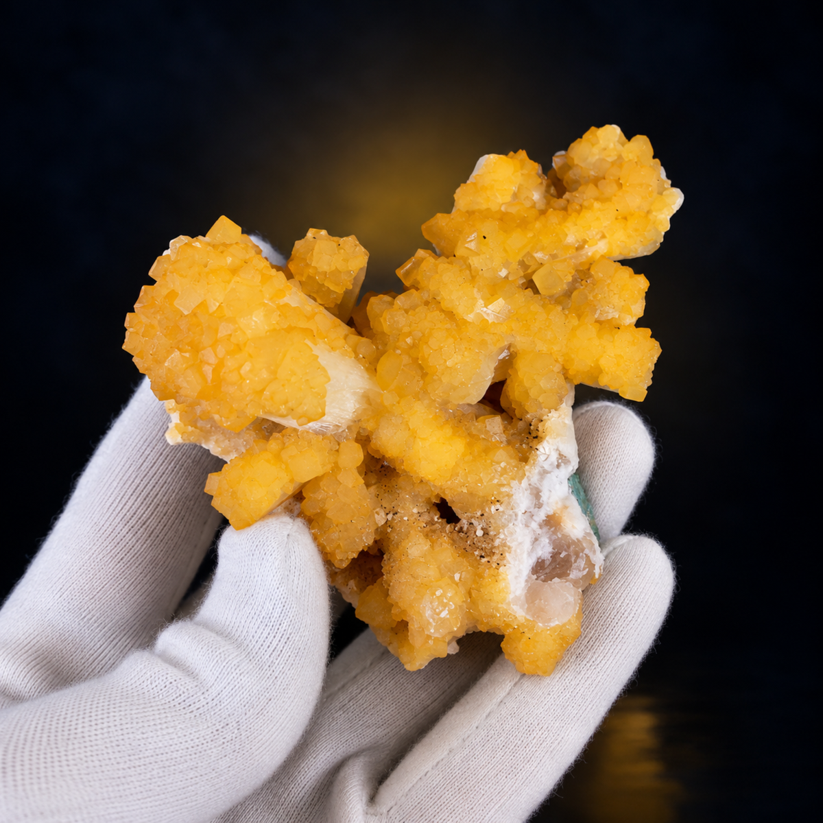 Natural Orange Calcite with White Stilbite Crystal Cluster – 180 g