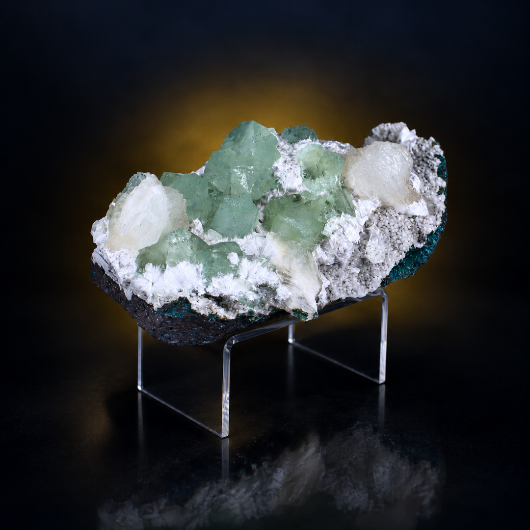 Green Apophyllite on White Matrix – Natural Mineral Specimen