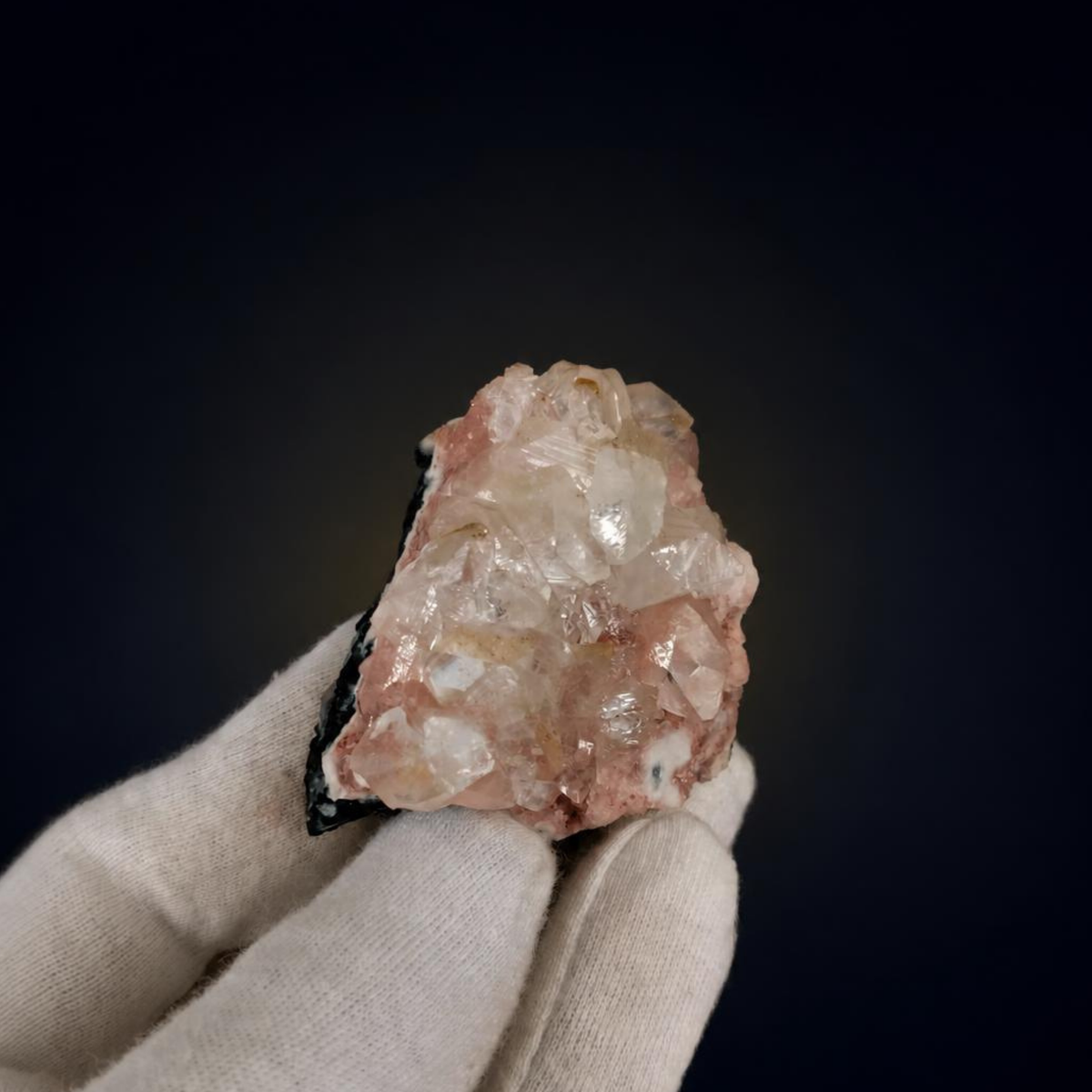 Pink Apophyllite on Chalcedony Crystal Cluster 7×6×4 cm | 90g