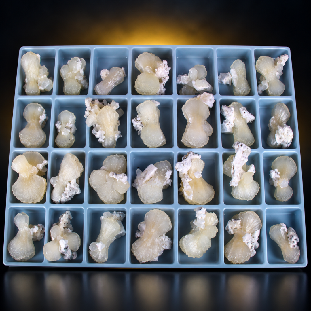 Natural White Stilbite Crystal Specimen Lot – 32 Pieces