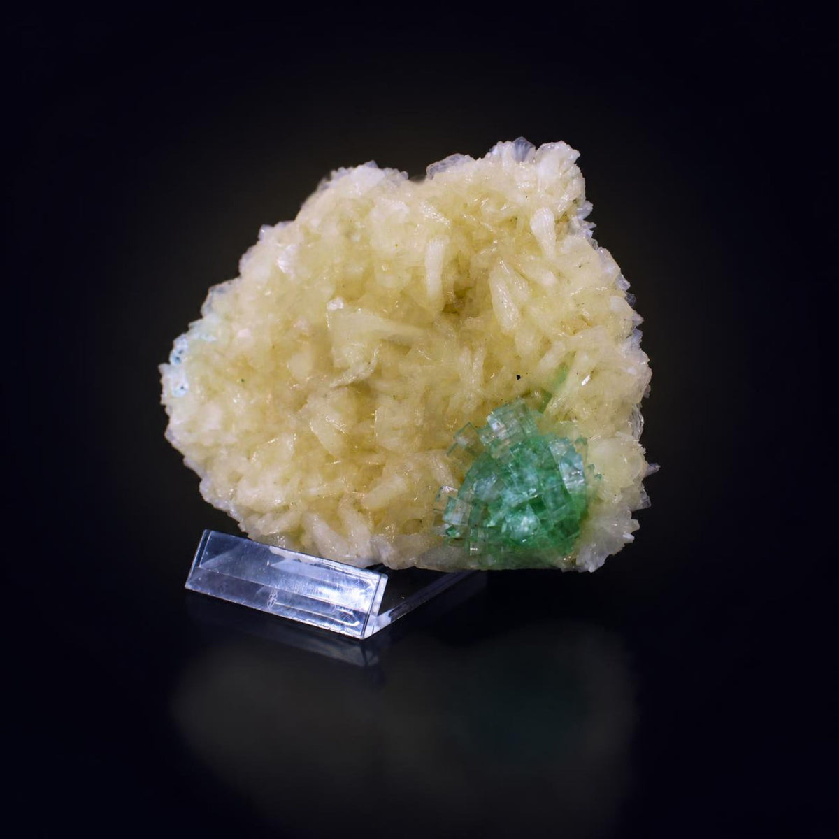 Natural Green Apophyllite with Stilbite Crystal Matrix Mineral Specimen from India 260 gm 10 × 8 × 2 cm