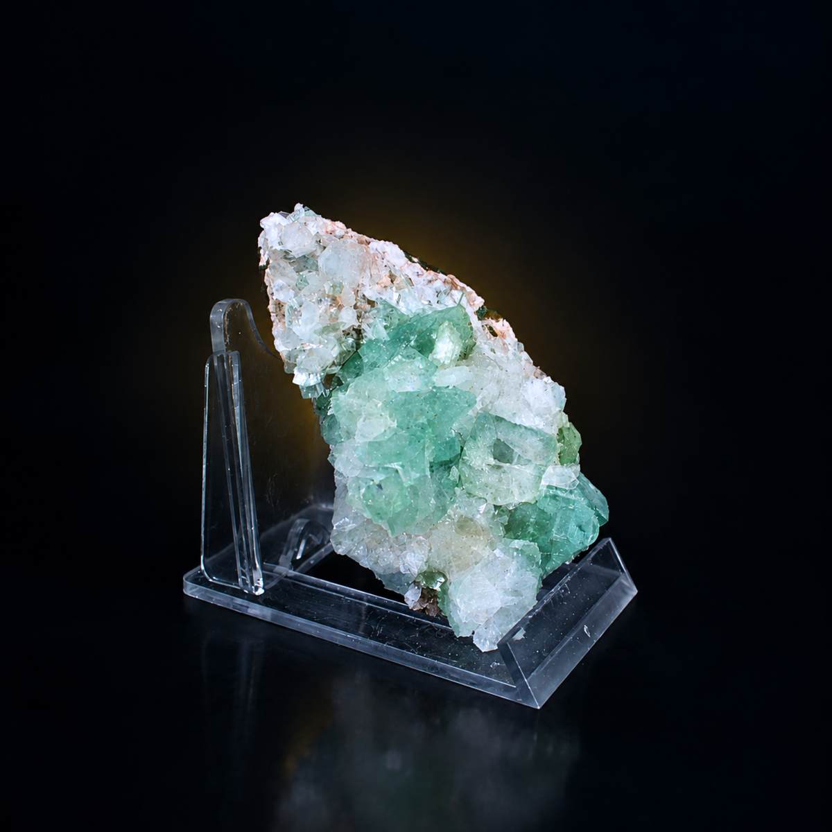 Natural Green Apophyllite with Stilbite on Matrix – 100 g