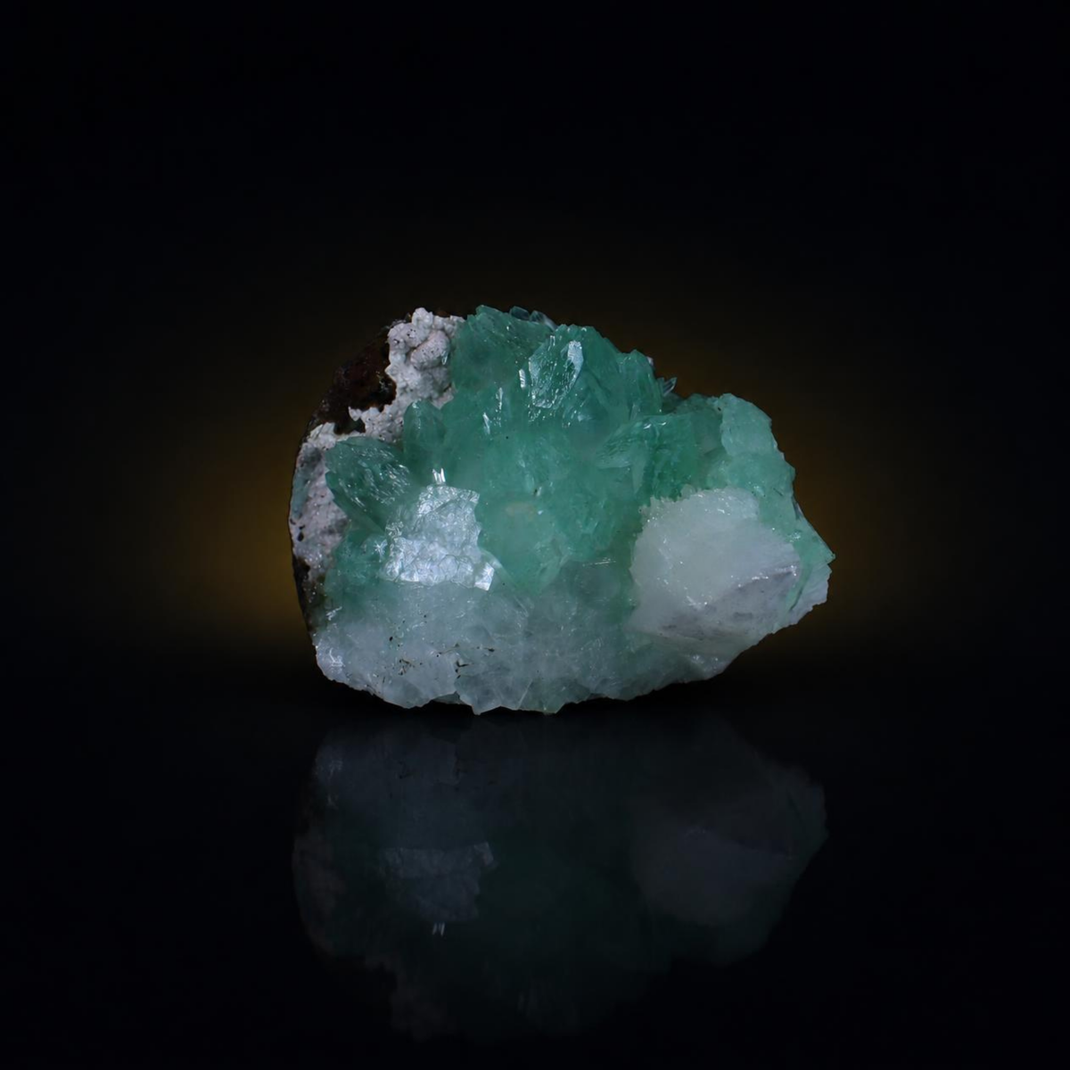 Green Apophyllite on White Stilbite Matrix Crystal Specimen | Maharashtra, India