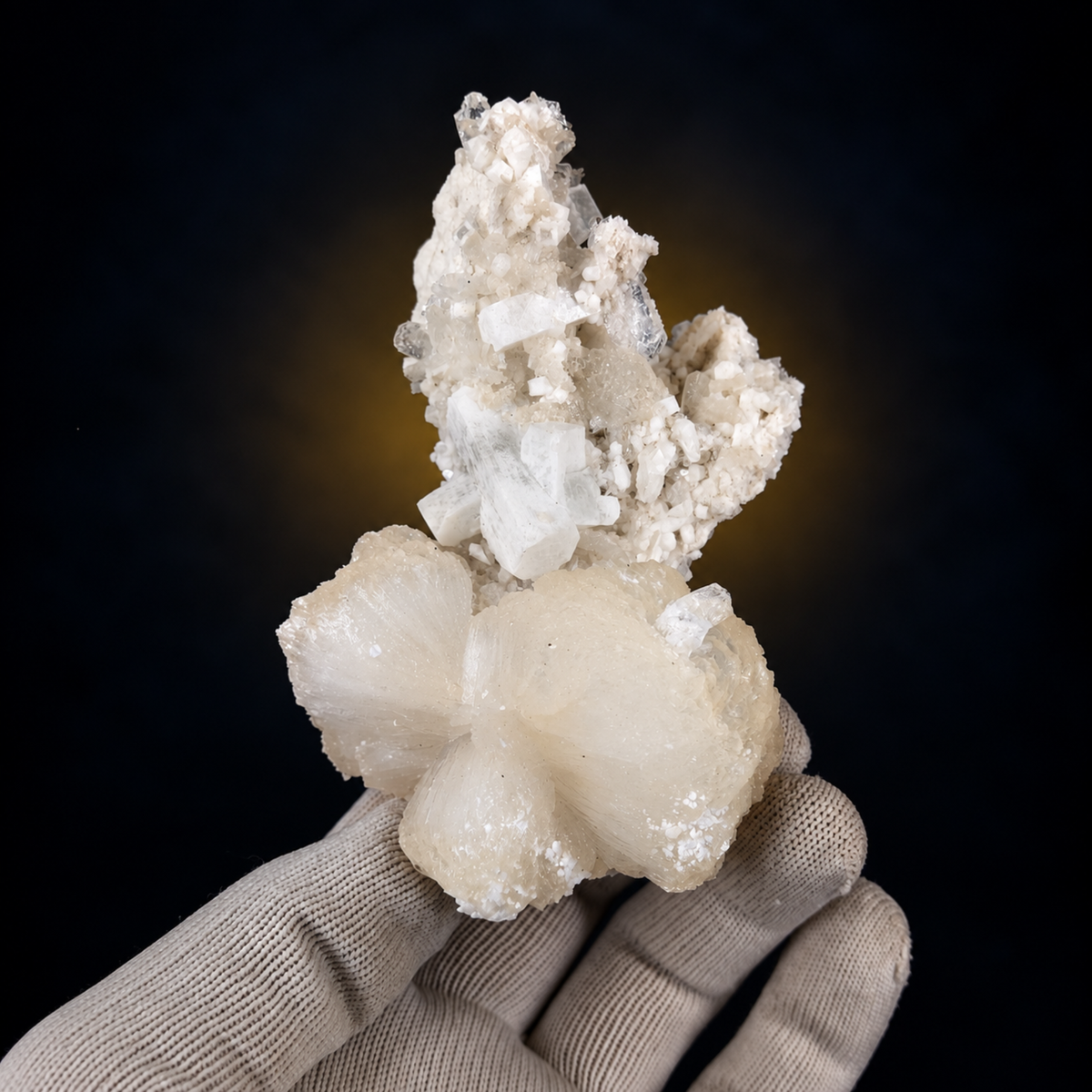 Natural Stilbite with Heulandite Crystal Cluster – 230 g