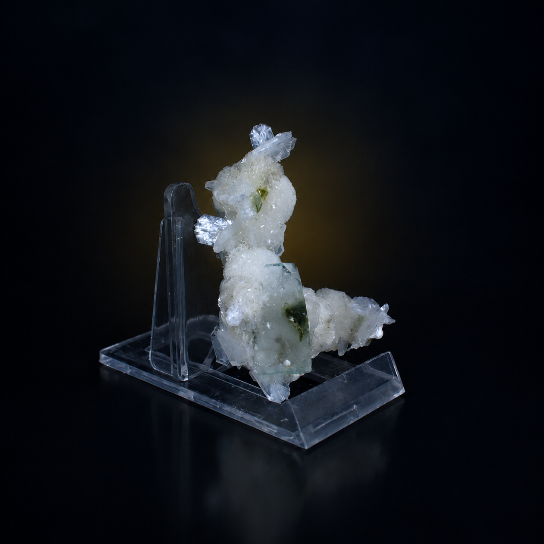 Okenite &amp; Heulandite Natural Crystal Specimen | Premium Mineral Collection 40g 7 × 5 × 3 cm