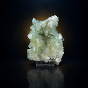 green Apophyllite crystals growing with white Stilbite and Heulandite