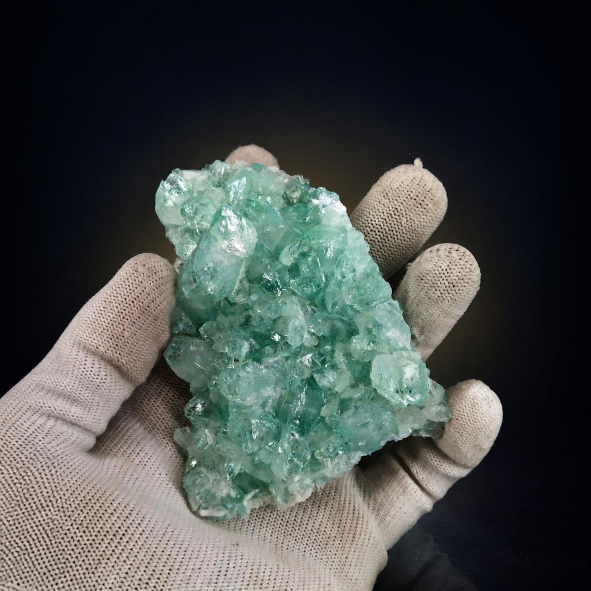 Natural Green Apophyllite Crystal Matrix Mineral Specimen from India 130 gm 12 × 6 × 2 cm