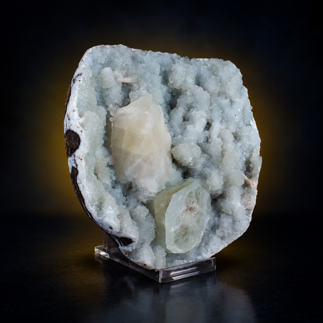 Natural Blue Druzy Matrix with Calcite & Apophyllite