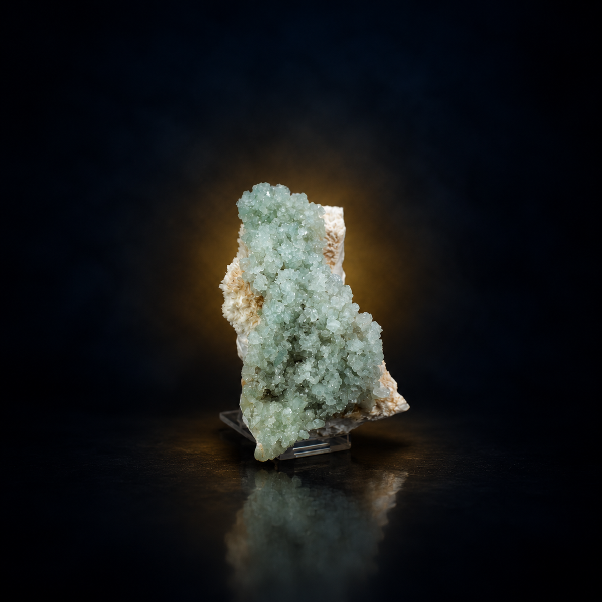 Natural Green Apophyllite Flowers on White Stilbite Matrix – 460 g