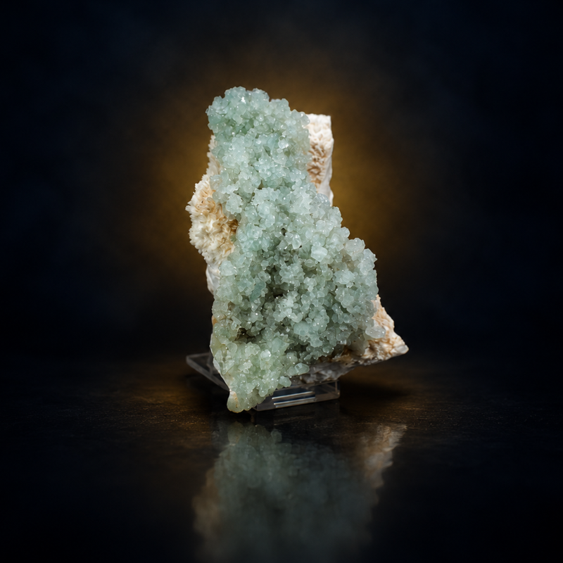 Green Apophyllite Tabular Crystals on White Stilbite Matrix | 460 g | 12 × 7 × 8 cm