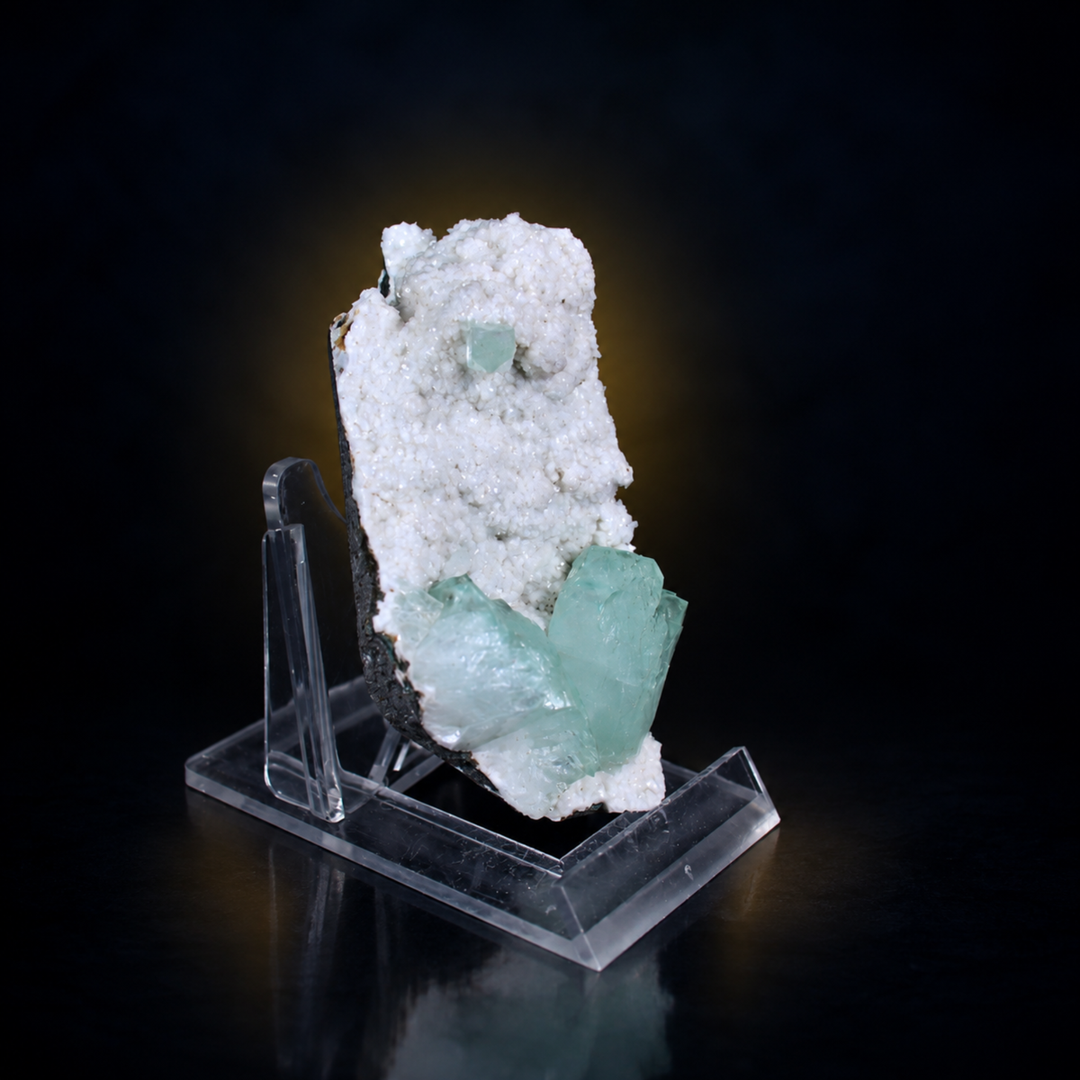 Natural Green Apophyllite with Stilbite on Matrix – 90 g