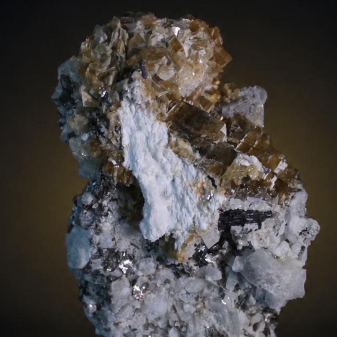 Apatite and Pyrite and Tourmaline specimen — India, 270 g.