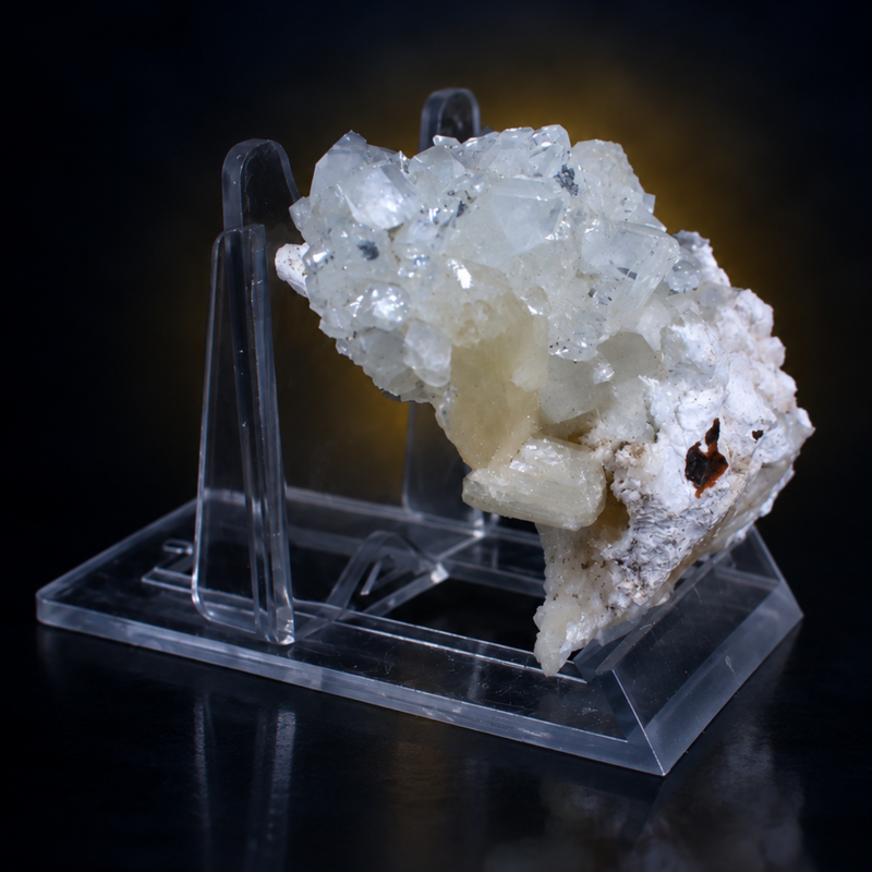 Cream Stilbite Bladed Crystal Group with Colourless Apophyllite | 30 g
