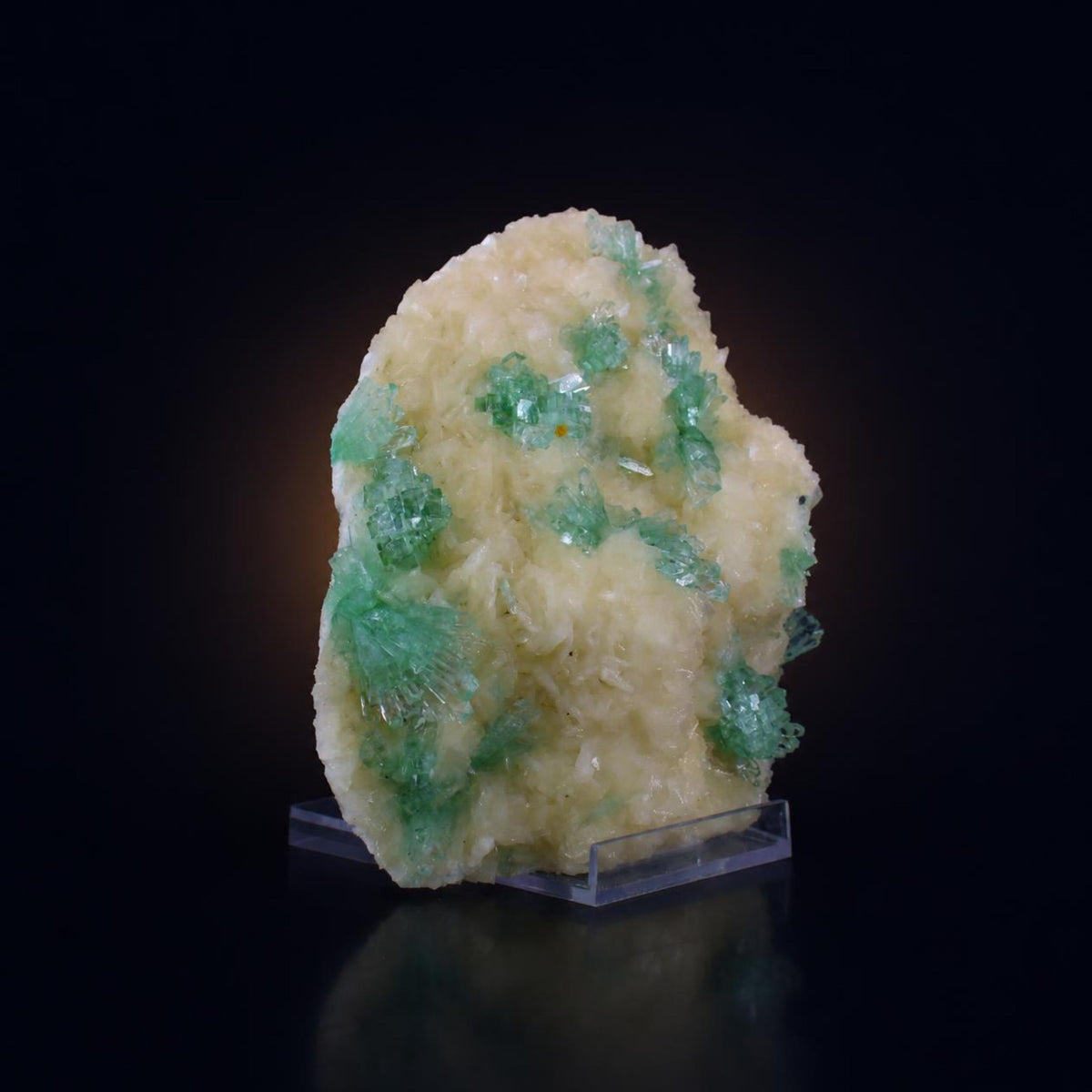 Natural Green Apophyllite with Stilbite Crystal Matrix Mineral Specimen from India |1200 gm 19 × 15 × 3 cm